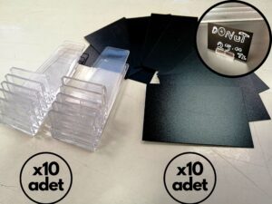 10 Adet Dekoratif Fiyat Etiketi Set, Siyah Pvc Silinebilir A8 Ürün Etiketi Ve Etiket Tutucu Takım